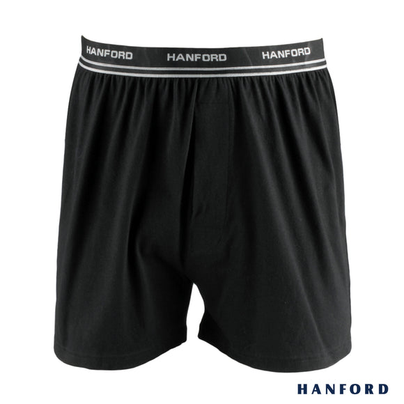 Hanford Men Premium Cotton Knit Lounge/Sleep/Boxer Shorts - Champ/Black (Single Pack)