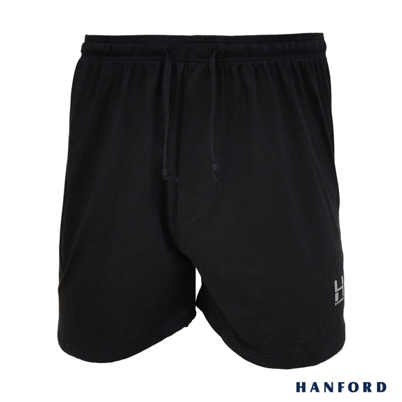 Hanford Men Premium Cotton Knit Lounge Sleep Drawstring Boxer Shorts Blaze - Black (Single Pack)