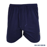 Hanford Men Premium Cotton Knit Lounge Sleep Drawstring Boxer Shorts Blaze - Navy Blue (Single Pack)