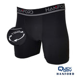 Hanford Athletic Men Pro Cool 2.0 Quick Dry Compression Boxer Shorts With Mesh Pouch Aire - Black (Single Pack)