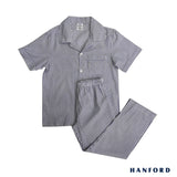 Hanford Kids/Teens 100% Premium Cotton Sleepwear Pajama - Woven Stripe/BlueGray (1set)