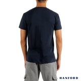 Hanford iCE Men 100% Cotton V-Neck Modern Fit Short Sleeves Shirt - Dark Navy (Single Pack)