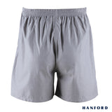 Hanford Men 100% Premium Cotton Woven Boxer Shorts Bryan - Chambray/Gray (SinglePack)