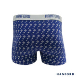 Hanford Men Cotton w/ Spandex Boxer Briefs Jack - Diamond Print/Medieval Blue (Single Pack)