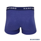 Hanford Men Cotton w/ Spandex Boxer Briefs with Fly Opening Brooks - Penn Blue Melange (Single Pack)