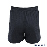 Hanford Men Premium Cotton Knit Lounge/Sleep/Boxer Shorts - Carib/Phantom Black (Single Pack)