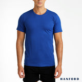 Hanford Men/Teens R-Neck Cotton Modern Fit Short Sleeves Shirt - Star Sapphire (SinglePack)