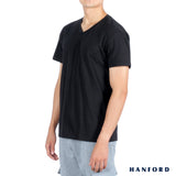 Hanford iCE Men 100% Cotton V-Neck Modern Fit Short Sleeves Shirt - Black (Single Pack)