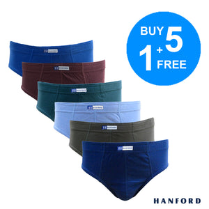 Hanford Men Regular Cotton Briefs Inside Garter - Assorted Color (6in1 Value Pack Half Dozen)