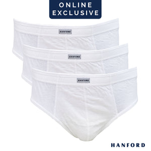 Hanford Men Regular Cotton Briefs Inside Garter V303 - White (3in1 Pack)