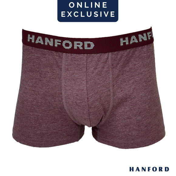 Hanford Men Natural Cotton Knit Comfort Boxer Briefs (No Spandex) - OG Vino (Single Pack) S-4X Big Plus Size