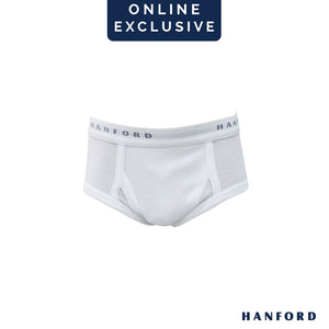 Hanford Kids Premium Cotton Briefs w/ Fly Opening W002 - White (Single Pack/1PC)